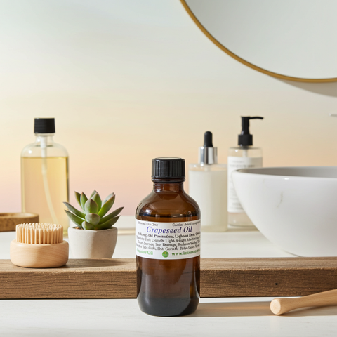 Grapeseed oil used as a carrier oil for aromatherapy blends and massage therapy.