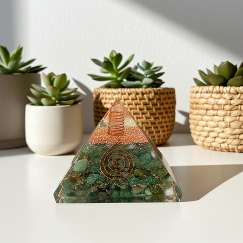 Green Aventurine Orgonite Pyramid Crystal Decor