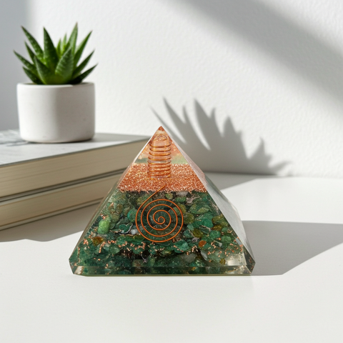 Green Aventurine Pyramid Orgonite Crystal Decor