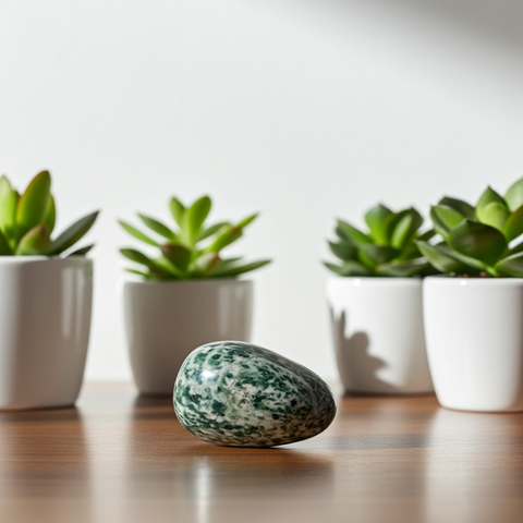 Green Point polished tumbled stone for crystal healing, grounding, and calming daily practice.