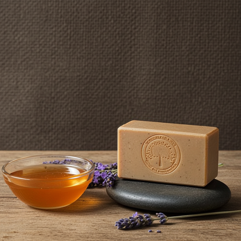 Handmade black seed and honey soap bar with a smooth natural finish.