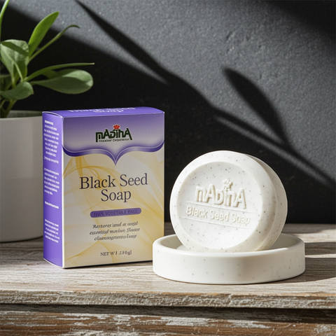 Handmade black seed soap bar for soft, smooth, refreshed skin.