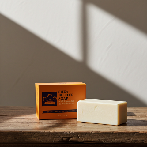 Handmade Shea Butter soap bar for moisturizing skin, face and body washing, and daily care.