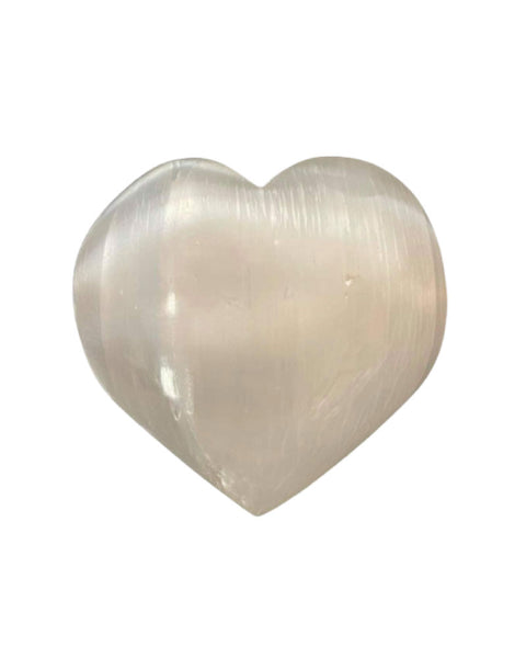Heart White Selenite crystal crown chakra clarity love carved selenite