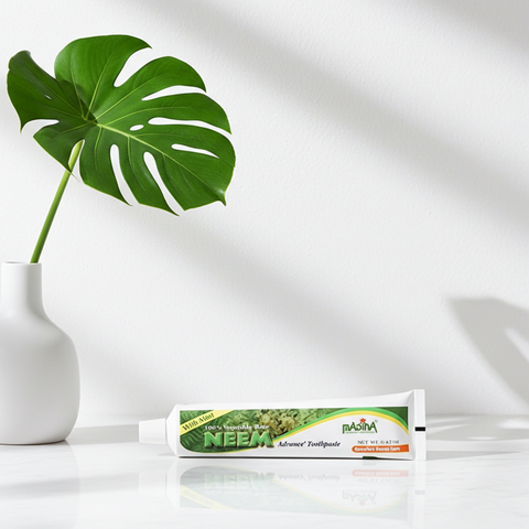 Herbal neem toothpaste tube for cleaning teeth, supporting gum care, and everyday brushing.