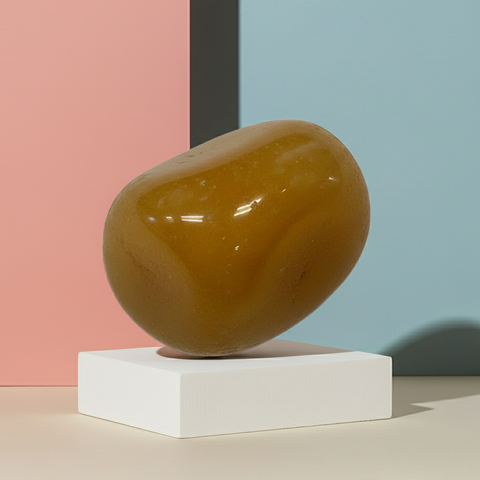 Honey Calcite tumbled stone polished gemstone pieces for chakra balancing, crystal healing, and mindful energy use.