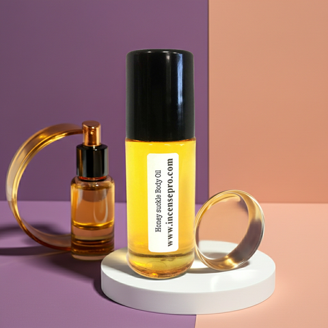 Honey Suckle Body Oil bottle for skin hydration, body massage, and everyday moisturizing use.