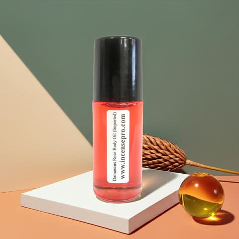 Imported Damascus Rose Body Oil bottle for nourishing skin, hydrating the body, and everyday moisturizing use.