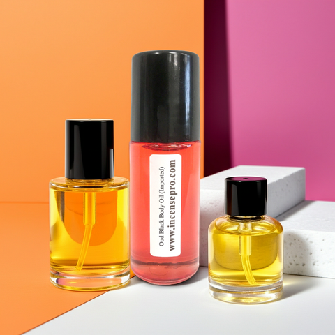 Imported Oud Black Body Oil bottle for hydrating the skin, layering scent, and everyday body care.