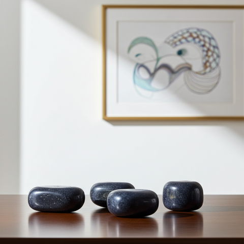 Iolite crystal tumbled stone pieces for Reiki, meditation, and intuitive healing sessions.
