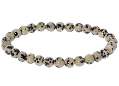 Jasper Dalmatian Beaded Bracelet joyful grounding playful Black Tourmaline protection
