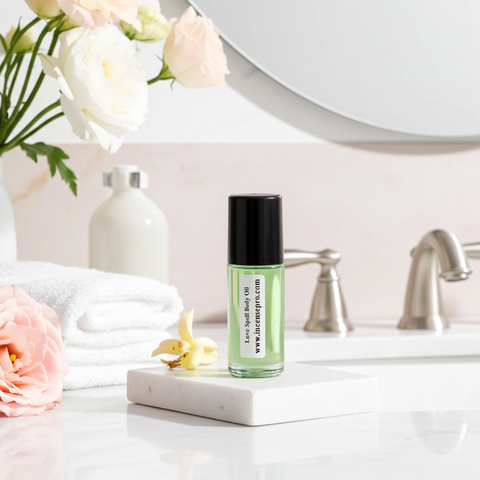 Love Spell Body Oil for women in oil form for moisturizing skin, layering fragrance, and daily body care.