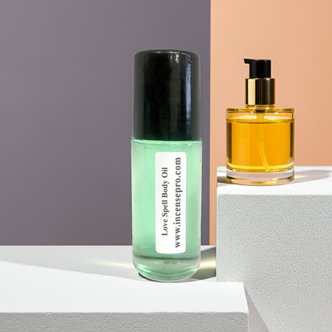 Love Spell scented body oil for her in oil form for skin nourishment, fragrance layering, and personal care use.