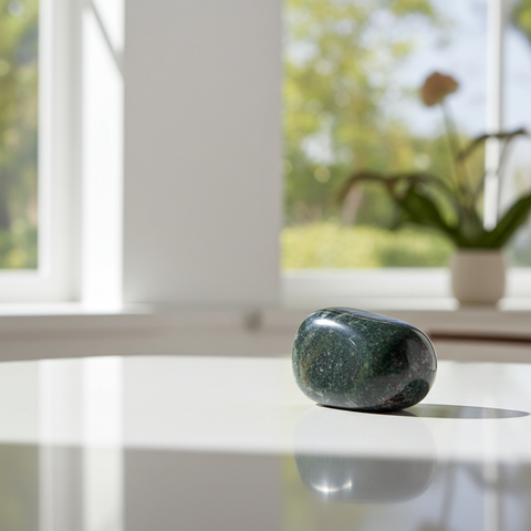 Madagascar Ocean Jasper polished stone for crystal healing, altar display, and mindful practice.