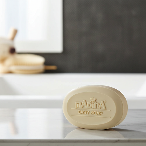 Madina Baby Soap bar for baby bath use, gentle cleansing, and daily hygiene care.
