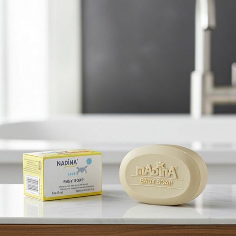 Madina Baby Soap cleansing bar for gentle washing, baby bath time, and delicate skin care.