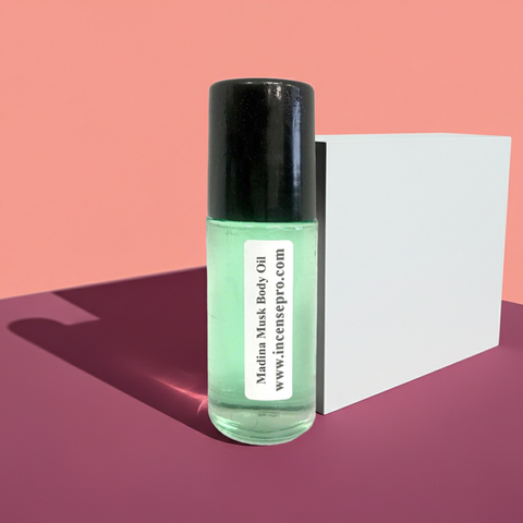 Madina Musk fragrance body oil for applying a clean unisex scent, personal fragrance use, and everyday wear.