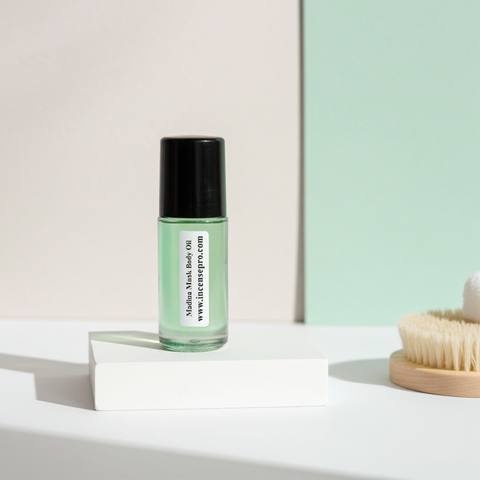 Madina unisex musk body oil bottle for long-lasting personal fragrance, everyday wear, and scent layering.