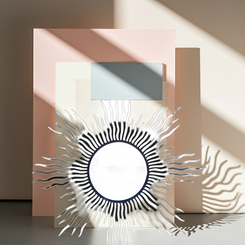 Boho mandala sun tapestry with intricate circular patterns for wall decor.