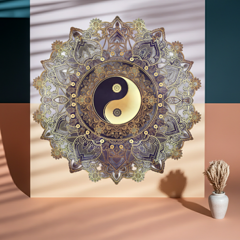 Mandala Yin Yang Tapestry Taoist sacred balance wall art bohemian decor