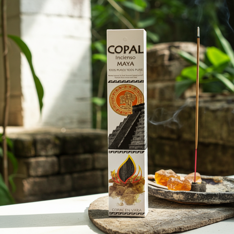 Maya Copal incense stick with natural resin and a soft woody aroma for spiritual cleansing.