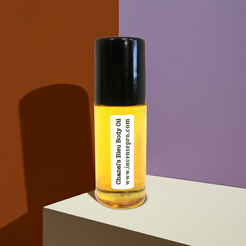 Men’s Chanel Bleu moisturizing body oil bottle for nourishing dry skin, enhancing fragrance wear, and everyday grooming.