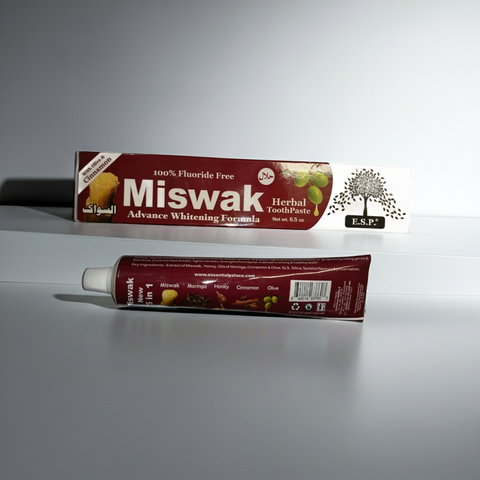 Miswak Herbal Toothpaste tube for fresh breath, daily brushing, and mouth cleansing.