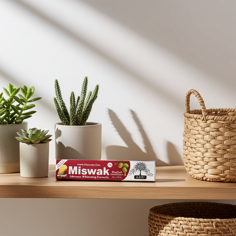 Miswak Herbal Toothpaste tube for teeth cleaning, gum care, and everyday oral care.