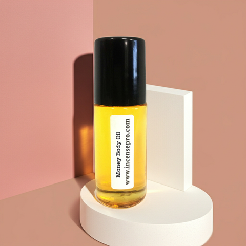 Money Body Oil unisex body oil for drawing luck, money intention work, and spiritual use.