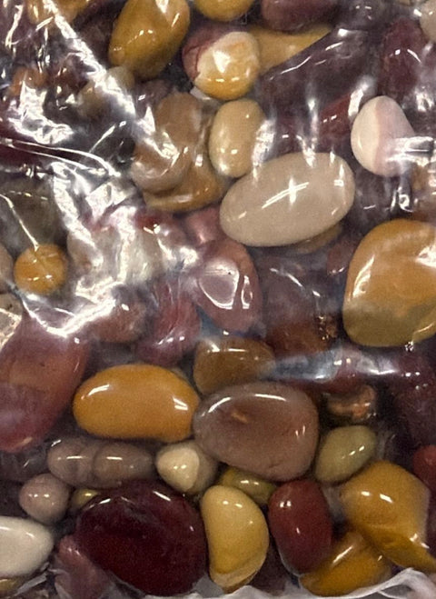 Mookaite Jasper mixed tumbled stone bag for reiki sessions, chakra balancing, and mindful living.