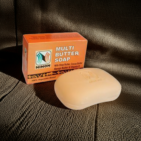 Moisturizing multi butter soap designed to cleanse and soften skin.