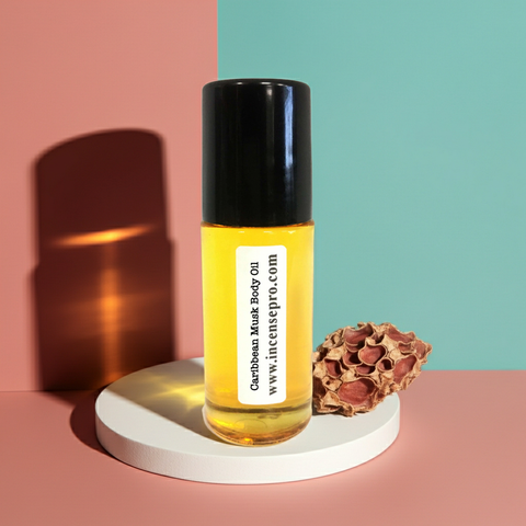 Musky Caribbean Body Oil unisex scented body oil for moisturizing skin and everyday fragrance use.