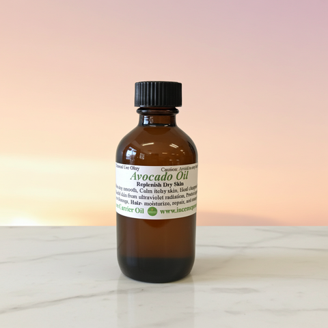 Natural avocado carrier oil product displayed for beauty and wellness applications.