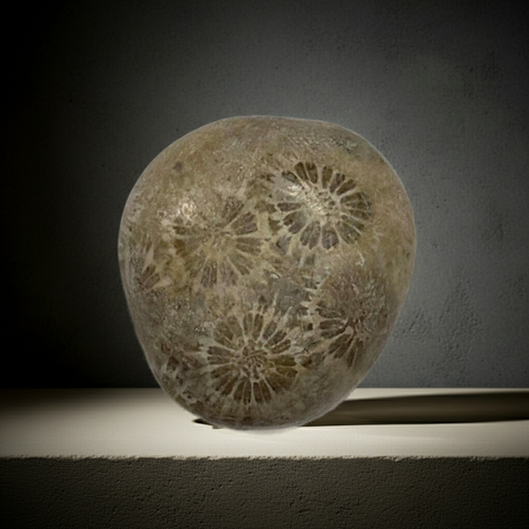 Natural Fossil Coral Stone polished gemstone for jewelry making, crystal collecting, and decorative display.