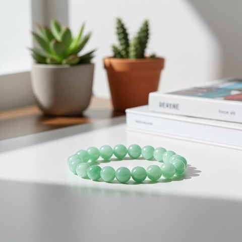 Natural Jade Crystal beaded bracelet for everyday wear, energy balancing, and stylish accessory use.