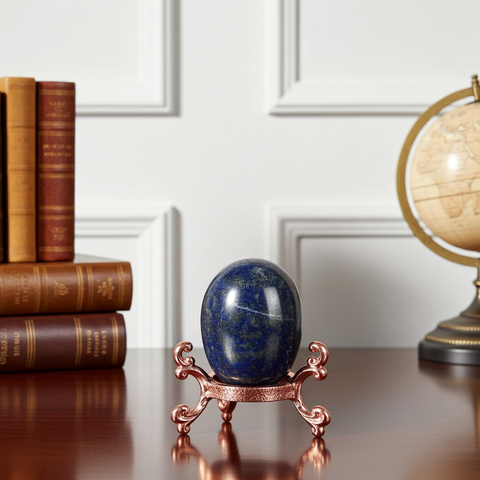 Natural Lapis Lazuli sphere for crystal healing, chakra practice, and display use.