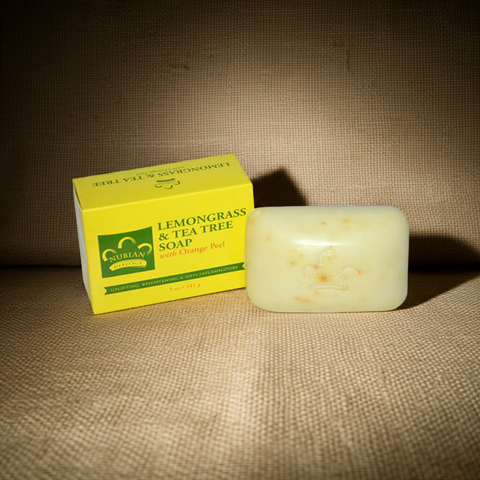 Natural cleansing soap infused with lemongrass and tea tree ingredients.