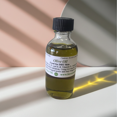 Natural olive carrier oil suitable for moisturizing skin and hair.
