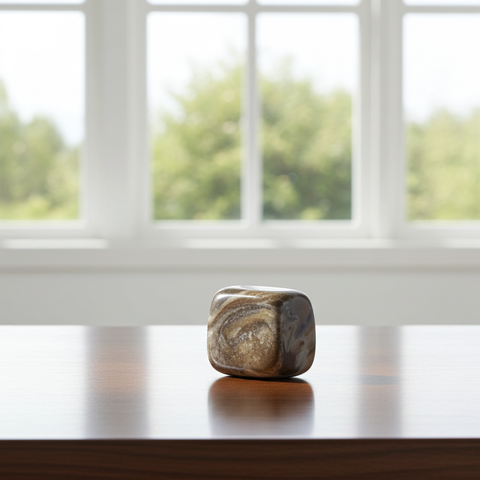 Natural Petrified Wood pocket stone for carrying during grounding rituals, meditation, and daily energy work.