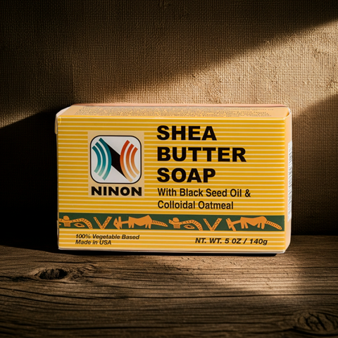 Natural soap made with shea butter and black seed oil for soft, nourished skin.