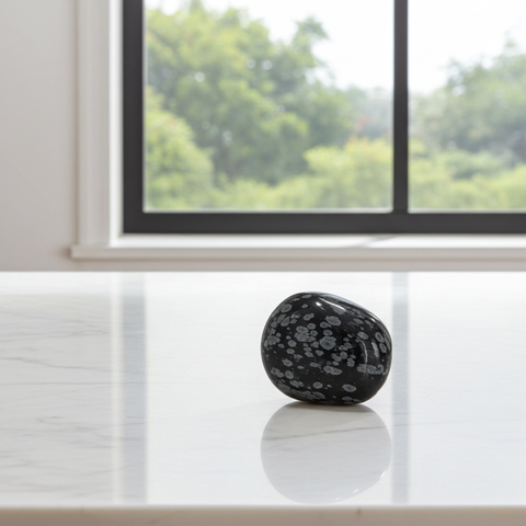 Natural Snowflake Obsidian tumbled stone for emotional balance, grounding, and spiritual practice.