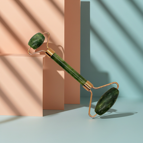 Natural stone face roller for gentle facial massage.