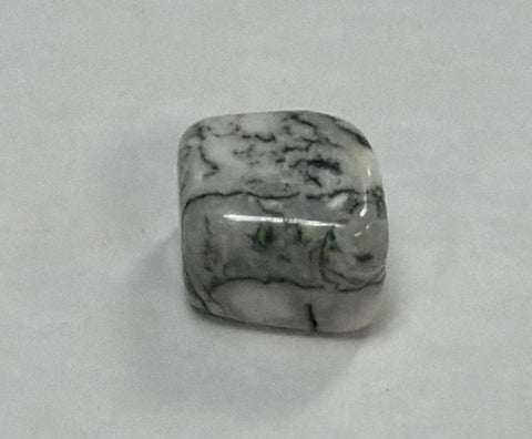 Natural Tree Agate tumbled crystal stone for carrying in a pocket, grounding, and mindful reflection.