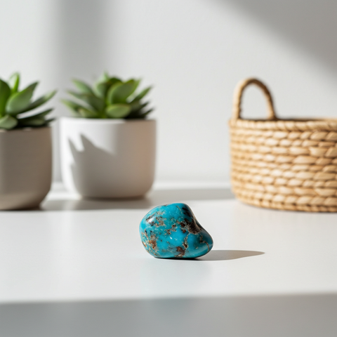 Turquoise tumbled crystal stone for crystal grids, reiki sessions, and mindful spiritual practice.