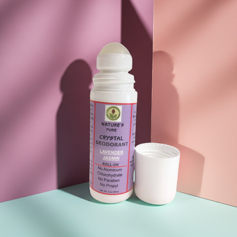 Packaging design of Nature's Pure Roll On Deodorant displayed upright.