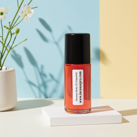 Nazneen Body Oil imported body oil bottle for moisturizing skin, daily body care, and personal fragrance use.