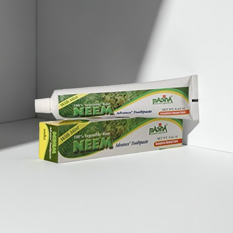 Neem toothpaste tube for fresh breath, tooth cleaning, and routine oral hygiene.