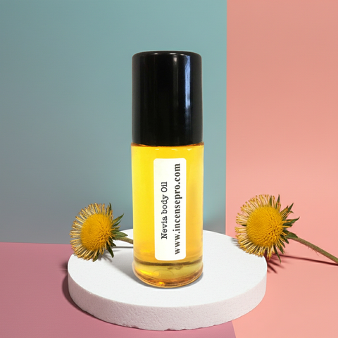 Nevia women’s body oil bottle for hydrating skin, improving softness, and post-shower body care use.