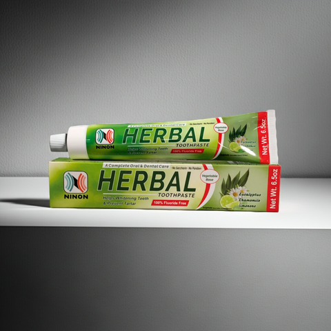 Ninon Essential Toothpaste tube for oral care, freshening breath, and routine tooth brushing.