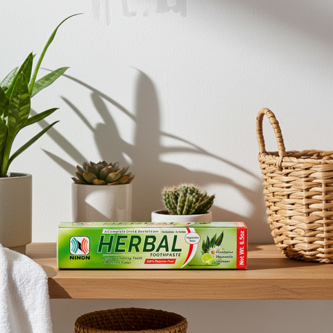 Ninon Essential Toothpaste tube for teeth cleaning, plaque removal, and everyday dental hygiene.